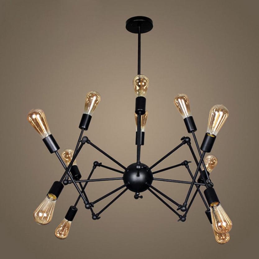 110V chandeliers. Size 52-99x 59cm. E27*12 LED metal/glass lamp